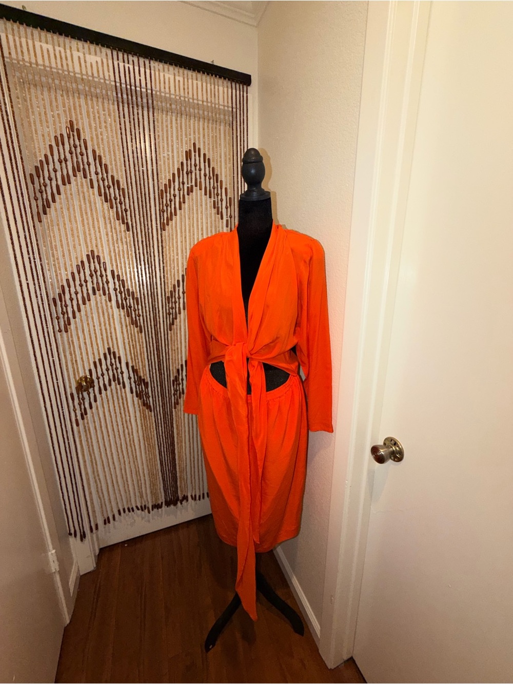 Diane Von Furstenberg Vibrant Orange Long-Sleeve Tie-Front Dress
